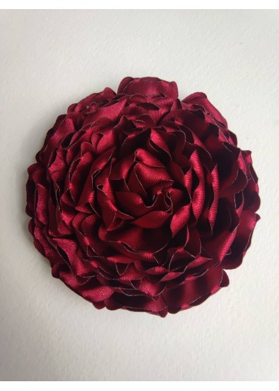 Ръчно изработена роза от сатен цвят Бордо за украса на коса